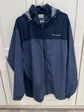 Columbia Two-Tone Navy Blue Windbreaker Jacket men’s 2XT tall packable
